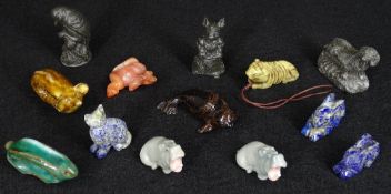 ANIMAL FIGURINE COLLECTION - various compositions including 2 x USSR porcelain hippos, pottery pig