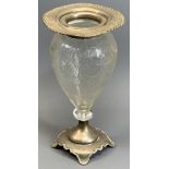 SILVER MOUNTED & CUT GLASS VASE - London 1904, maker William Comyns & Sons, the glass having