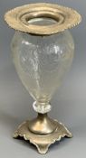 SILVER MOUNTED & CUT GLASS VASE - London 1904, maker William Comyns & Sons, the glass having