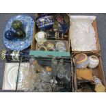 VICTORIAN & LATER MIXED CHINA & GLASSWARE to include glass fishing net floats, blue and white with