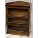 LEBUS VINTAGE OAK SECTIONAL BOOKCASE, three part with crown cap and base section, locking with