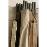 VINTAGE ARMY STYLE STRETCHERS (12), 226cms L along with an individual trestle base, canvas