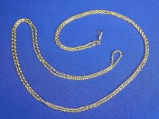 NINE CARAT GOLD MUFF CHAIN with hanging clip, 148cms L, 31grms