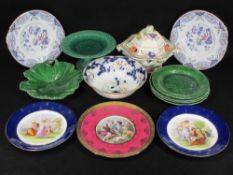 MINTON, COPELAND and other Greenleaf ware, Kaufmann decorated cabinet plates, ETC