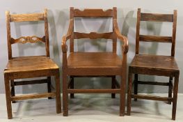 THREE FARMHOUSE CHAIRS including a carver