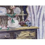BRYAN BAYLISS watercolour - still life, 37 x 45cms and two other similar sized paintings and prints