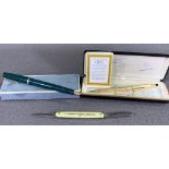 PARKER VINTAGE FOUNTAIN PEN - 14k mark to the nib, a boxed Cross ballpoint pen and a penknife