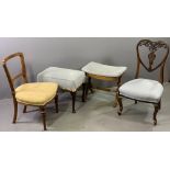 ORNATE FURNITURE ENSEMBLE to include heart shaped back chair, 86cms H, 48cms W, 40cms D, another