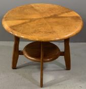 CIRCULAR COFFEE TABLE, walnut effect with two tiers, 48cms H, 60cms diameter