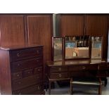 STAG FURNITURE BEDROOM SUITE, five pieces to include matching two door wardrobes, 178cms H, 128cms