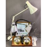 THE ANGLEPOISE COMPANY TABLE LAMP, another similar type table lamp, cased microscope, barometer