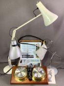 THE ANGLEPOISE COMPANY TABLE LAMP, another similar type table lamp, cased microscope, barometer