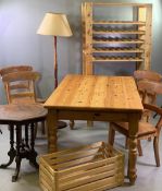 FURNITURE ASSORTMENT - to include pine farmhouse type table, 78cms H, 154cms W, 92cms D, four