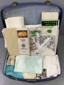 VINTAGE SUITCASE WITH HOUSEHOLD LINEN CONTENTS