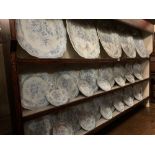 ASIATIC PHEASANT BLUE & WHITE DRESSER PLATES & PLATTERS, approximately thirty two pieces