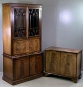 LOUNGE FURNITURE - display cabinet with upper glazed doors and drop down centre section, 184cms H,