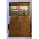 REPRODUCTION BURR WALNUT COCKTAIL CABINET, 160cms H, 104cms W, 52cms D