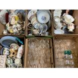 CHINA, GLASS & POTTERY, a large assortment in six boxes