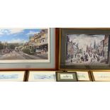 PAINTINGS & PRINTS ASSORTMENT including ERIC BOTTOMLEY - Llandudno tram scene, signed in pencil,
