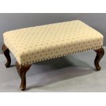 ANTIQUE STYLE UPHOLSTERED FOOTSTOOL, 40cms H, 85cms W, 50cms D