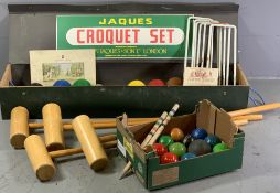 BOXED JAQUES LAWN CROQUET SET with a quantity of additional balls, ETC