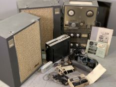 AKAI - M-7SE REEL TO REEL TAPE RECORDER and a pair of SS-100 speakers, with associated