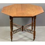 EDWARDIAN MAHOGANY OCTAGONAL TOP TEA TABLE, 77cms H, 99cms W, 99cms D