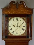 CIRCA 1840 OAK LONGCASE CLOCK with painted dial by R Williams, Llanrwst, twin weight pendulum driven