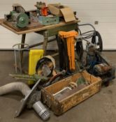 DEWALT CIRCULAR SAW BEAM & BENCH having an on/off button motor, other machine tools including a