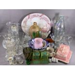 GLASSWARE - an assortment of glass vases, decanters ETC, also stoneware flagon 'Hoare Wells' and