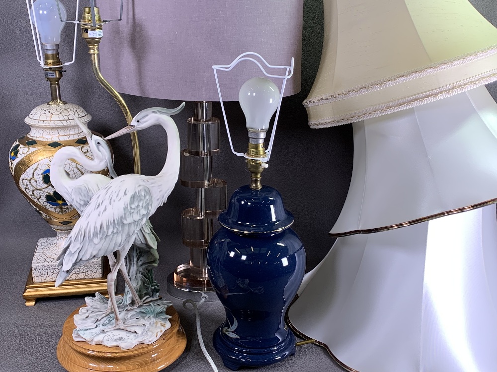 GUISEPPE ARMANI CAPODIMONTE HERON TABLE LAMP and three other decorative table lamps