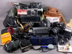 CAMERA & PHOTOGRAPHIC EQUIPMENT - a large assortment to include Canon A-I, cased field binoculars,