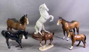BESWICK & OTHER HORSE ORNAMENTS (6)
