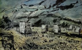 WILLIAM SELWYN mixed media - 'Hayfield V', signed, 12 x 20cms