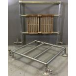 ART DECO & ONE OTHER CHROME BATHROOM RADIATOR RAILS, 93cms H, 80cms W and 70 x 65cms