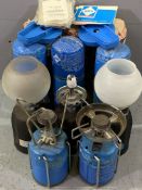 CAMPING GAS LAMPS and butane canisters, a quantity