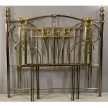 HEADBOARDS - a pair, brass effect, 3ft, 122 x 100cms and a similar style double, 136 x 145cms