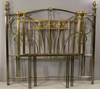 HEADBOARDS - a pair, brass effect, 3ft, 122 x 100cms and a similar style double, 136 x 145cms