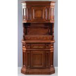 REPRODUCTION DRESSER, the upper section with single cupboard door over three spice drawers, the