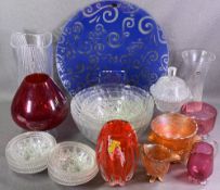 GLASSWARE - quality glass bowls, heavy vase, art glass ETC