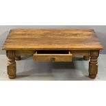 COFFEE TABLE - heavy quality with single drawer, 45cms H, 117cms W, 66cms D