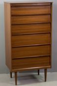 'AUSTIN SUITE' MID CENTURY CHEST OF SIX DRAWERS, 124cms H, 66cms W, 43cms D