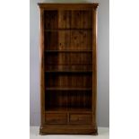 MODERN BOOKCASE having five shelves over two base drawers, 193cms H, 88cms W, 34cms D