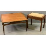 G-PLAN MID CENTURY STYLE TEAK SQUARE COFFEE TABLE, 44cms H, 84cms W, 84cms D and a similar