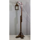 OLD CHARM LANTERN RUSTIC OAK STYLE STANDARD LAMP, 177cms H