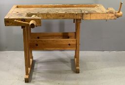 SJOBERGS WORKBENCH MADE AT BRODERNA, SJOBERGS IN STOCKARYD, SWEDEN, 82cms H, 140cms W, 84cms D and a