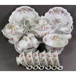 STAFFORDSHIRE FLORAL DECORATED TEAWARE, approximately eighteen pieces