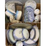 ASIATIC PHEASANT & WILLOW PATTERN DRESSER PLATES, other blue and white ware, hen on nest, chamber