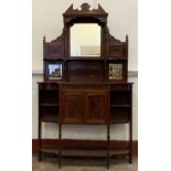ANTIQUE MAHOGANY MIRROR BACK SIDE CABINET with three upper bevelled glass mirrors over a central