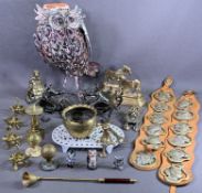 BRASSWARE - Pickwick themed horse brasses and others on leather straps, other brass and ornamental